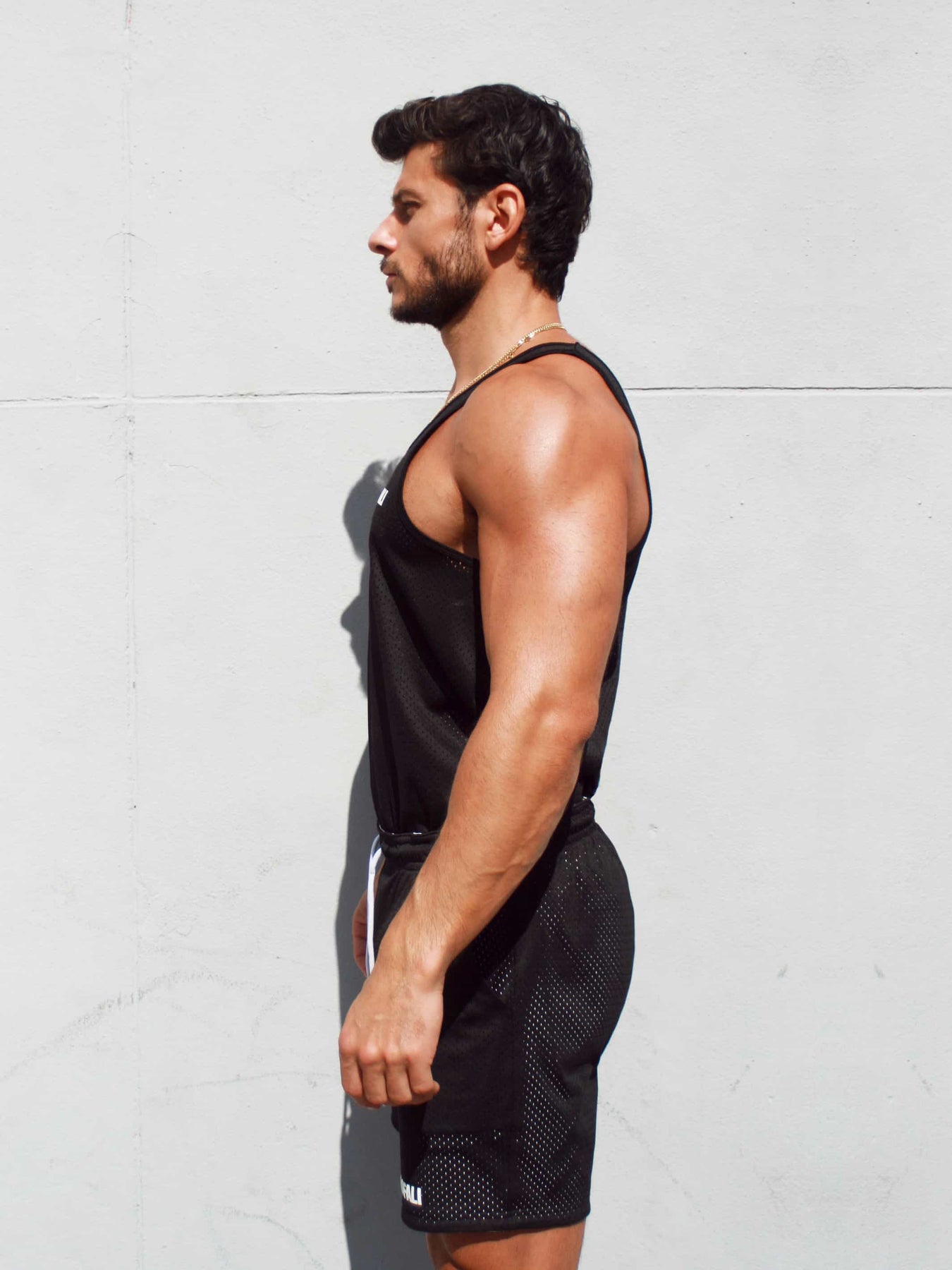 Mesh Tank (Black w/ White Logo) – GAROFALI